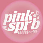 pink background with the text "pinksprb". around the text there are musical notes, hearts and an audio visualizer.